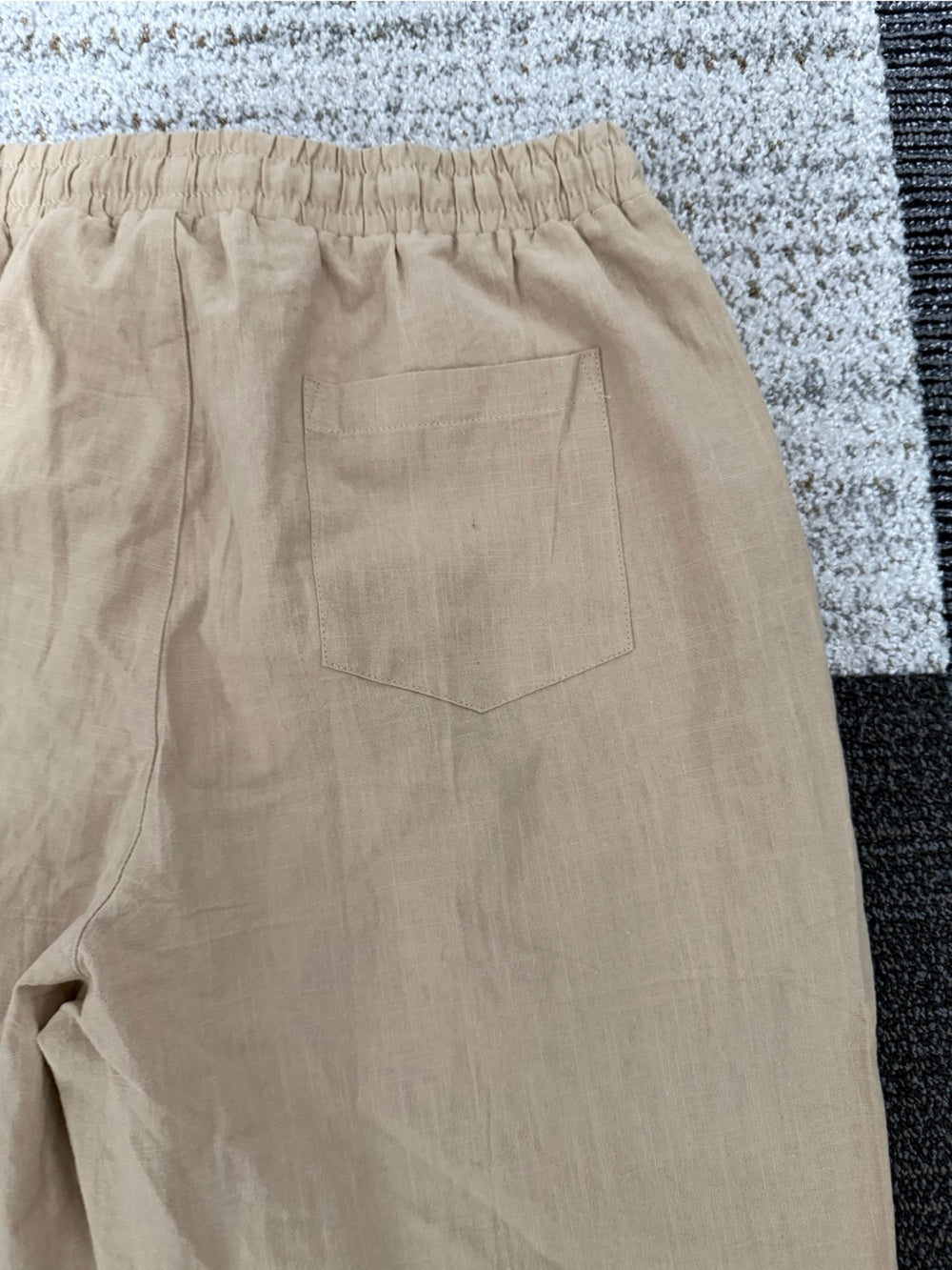 Relaxed Straight Leg Drawstring Pants — Khaki