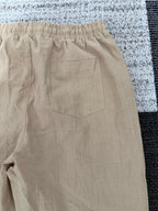 Relaxed Straight Leg Drawstring Pants — Khaki