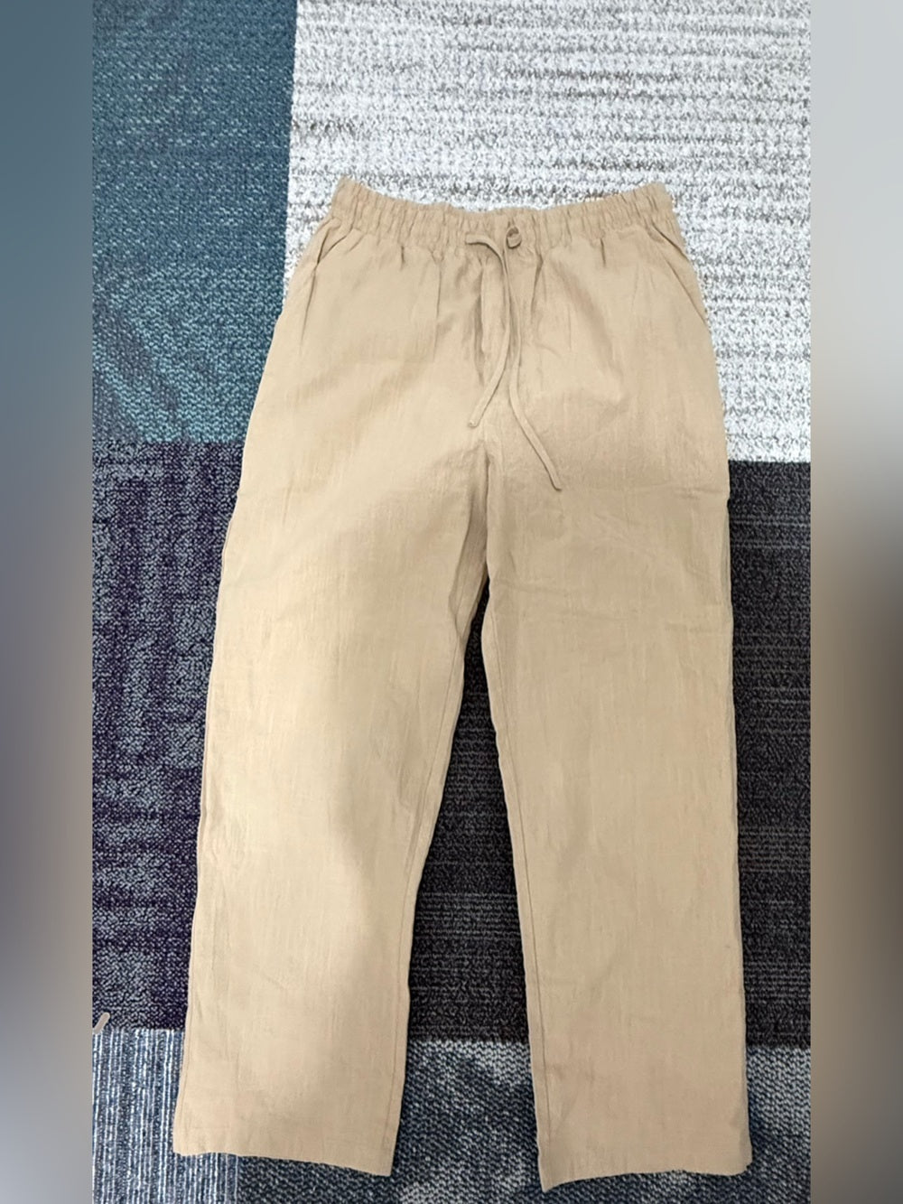 Relaxed Straight Leg Drawstring Pants — Khaki