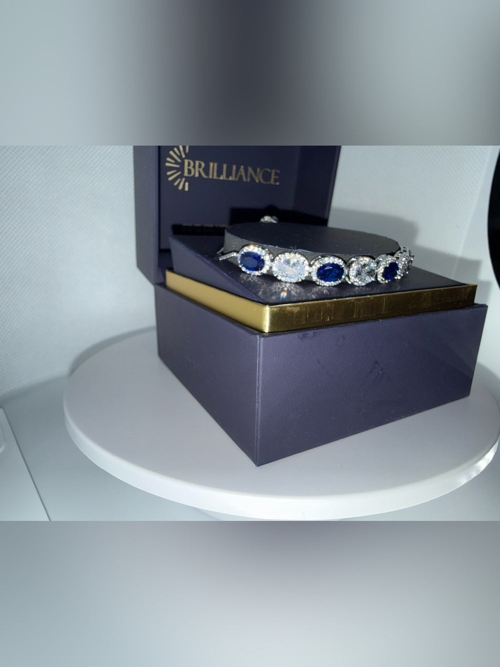 Silver-Plated Blue and White Tennis Bracelet