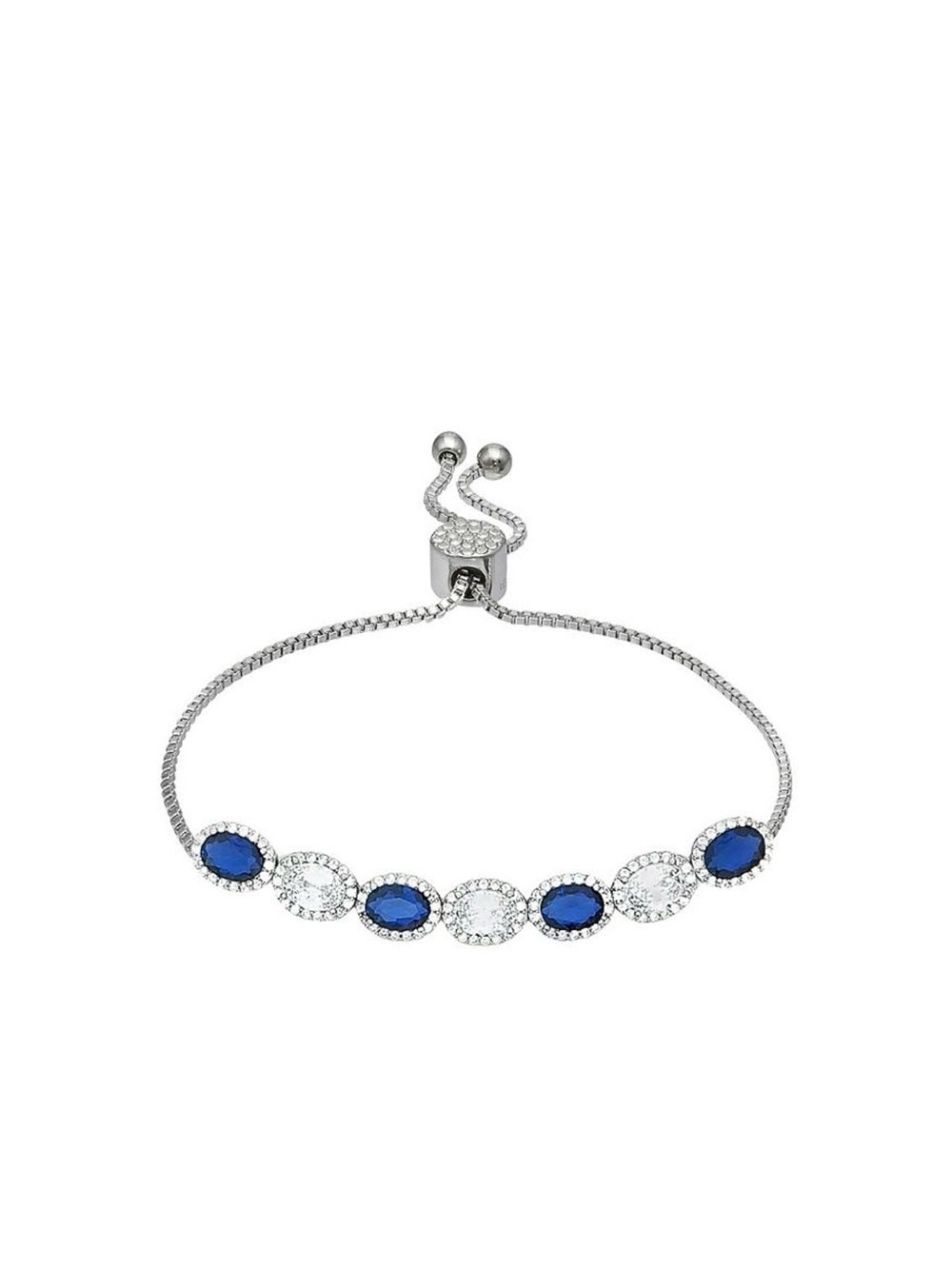 Silver-Plated Blue and White Tennis Bracelet