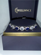 Silver-Plated Blue and White Tennis Bracelet
