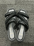 Dolce Vita Black Braided Strap Slide Sandals