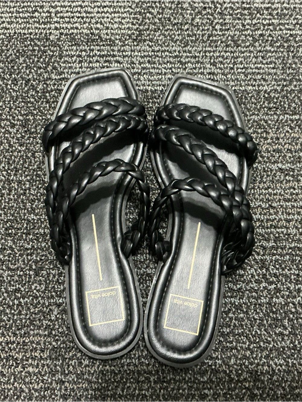 Dolce Vita Black Braided Strap Slide Sandals