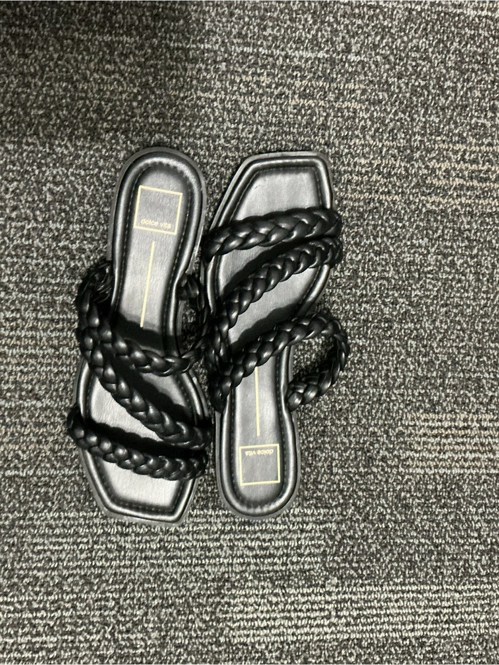 Dolce Vita Black Braided Strap Slide Sandals