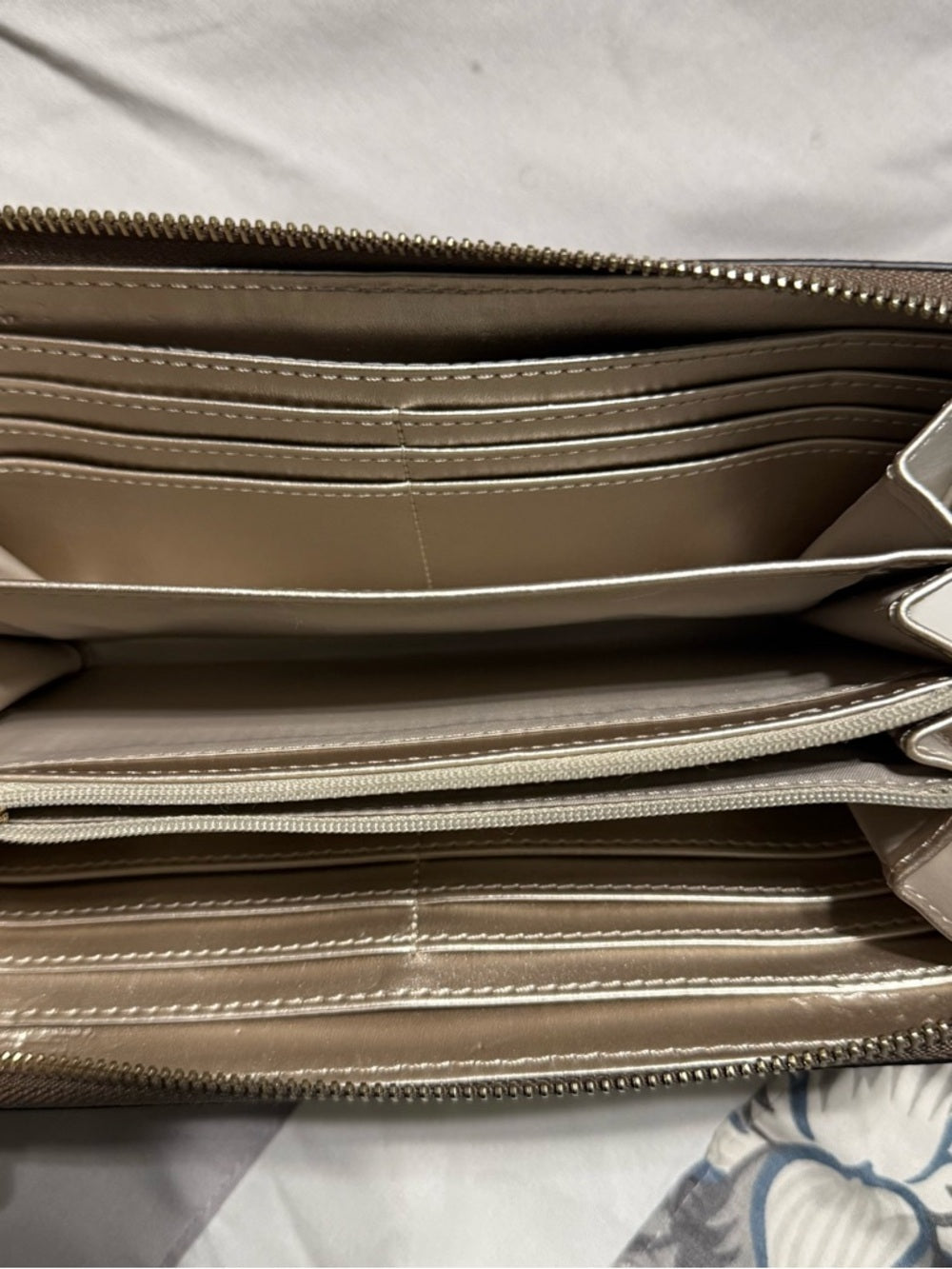 Guess Brown Textured Zip Wallet with Gold Logo
