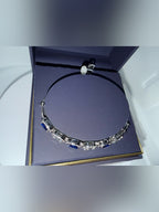 Silver-Plated Blue and White Tennis Bracelet