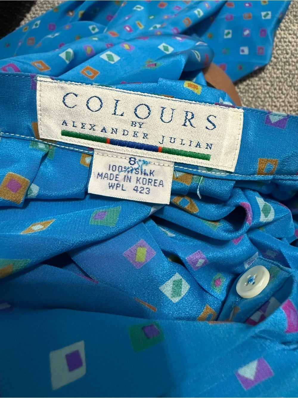 Vintage 80’s Colours by Alexander Julian 100% silk pleated midi skirt