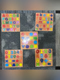 Set of 5  Colorful Wooden Shapes & Numbers Learning Puzzle Board set- Multicolor