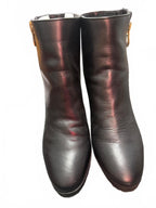 DKNY Black Leather Ankle Boots with Gold Zipper and Block Heel