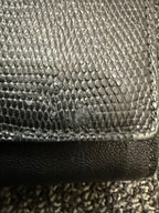 Cole Haan black lizard/snakeskin-embossed leather continental flap wallet