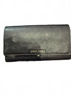 Cole Haan black lizard/snakeskin-embossed leather continental flap wallet