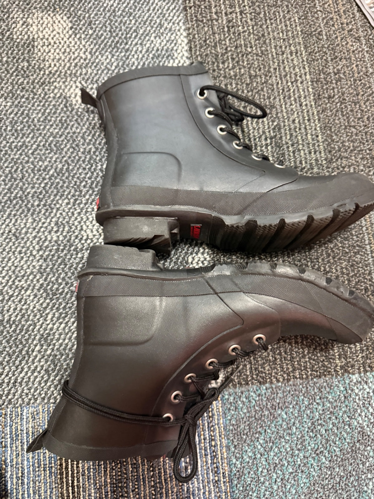Ralph Lauren Black Waterproof Lace-Up Rubber Boots with Red Lining, St