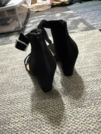 Torrid Black Suede Ankle Strap Block Heel Sandals Size 10W