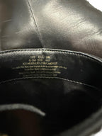DKNY Black Leather Ankle Boots with Gold Zipper and Block Heel
