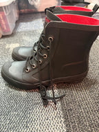 Ralph Lauren Black Waterproof Lace-Up Rubber Boots with Red Lining, St