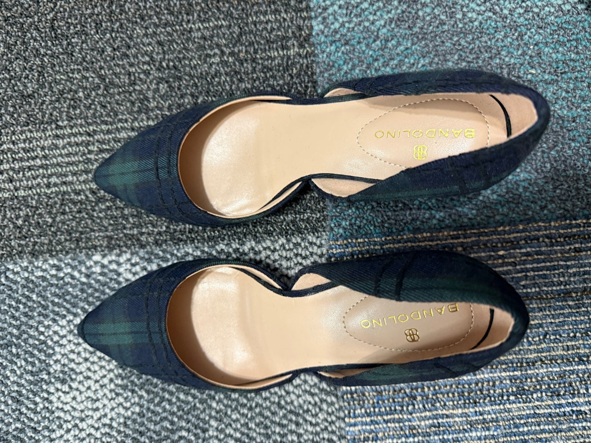 Bandolino Grenow Navy/Green Plaid D'Orsay Pumps