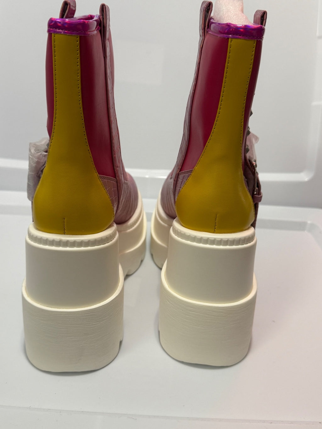 Cape Robbin Esska Chunky Platform Stud Buckle Multi Ankle Boots Ankle Boots Pink