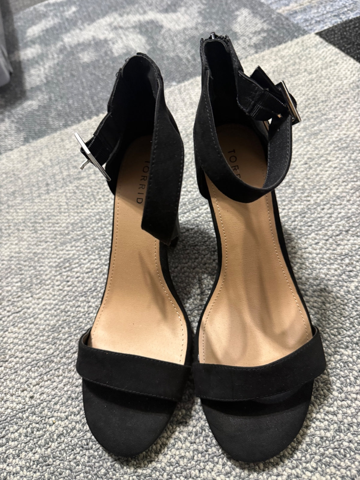 Torrid Black Suede Ankle Strap Block Heel Sandals Size 10W