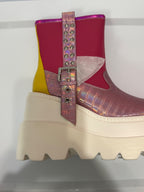 Cape Robbin Esska Chunky Platform Stud Buckle Multi Ankle Boots Ankle Boots Pink