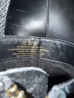 DKNY Black Leather Ankle Boots with Gold Zipper and Block Heel