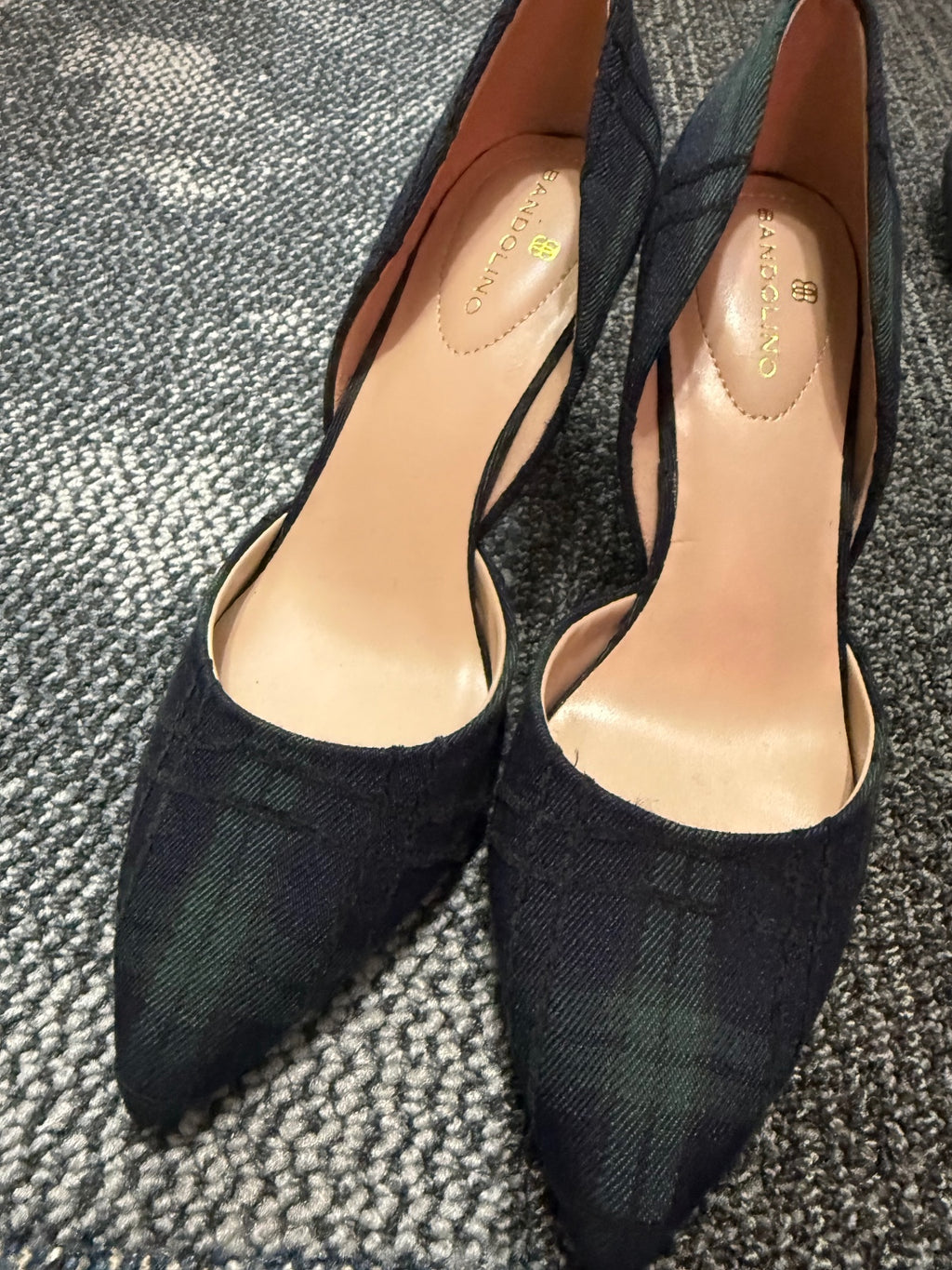 Bandolino Grenow Navy/Green Plaid D'Orsay Pumps