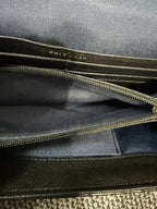 Cole Haan black lizard/snakeskin-embossed leather continental flap wallet