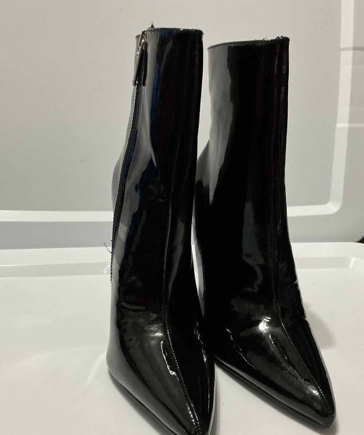 Cape Robbin faux Black Patent Leather High Heel Ankle Boots Size 6.5