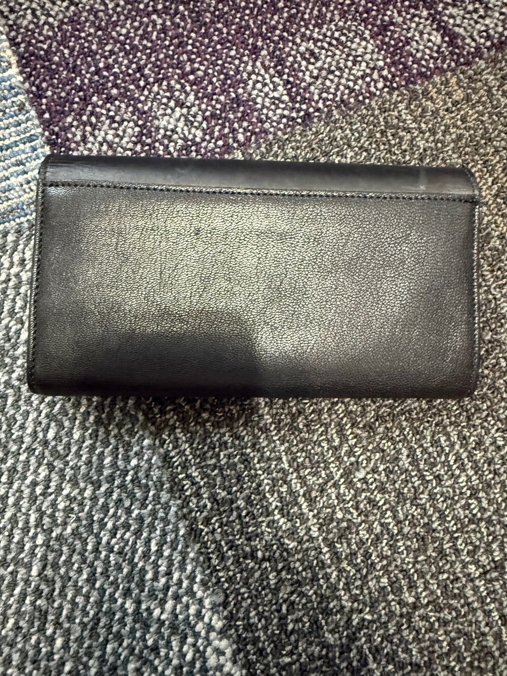 Cole Haan black lizard/snakeskin-embossed leather continental flap wallet