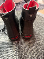 Ralph Lauren Black Waterproof Lace-Up Rubber Boots with Red Lining, St