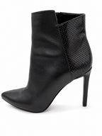 Nine West Black Pointed Toe Stiletto Ankle Boot with Snake-Print Back