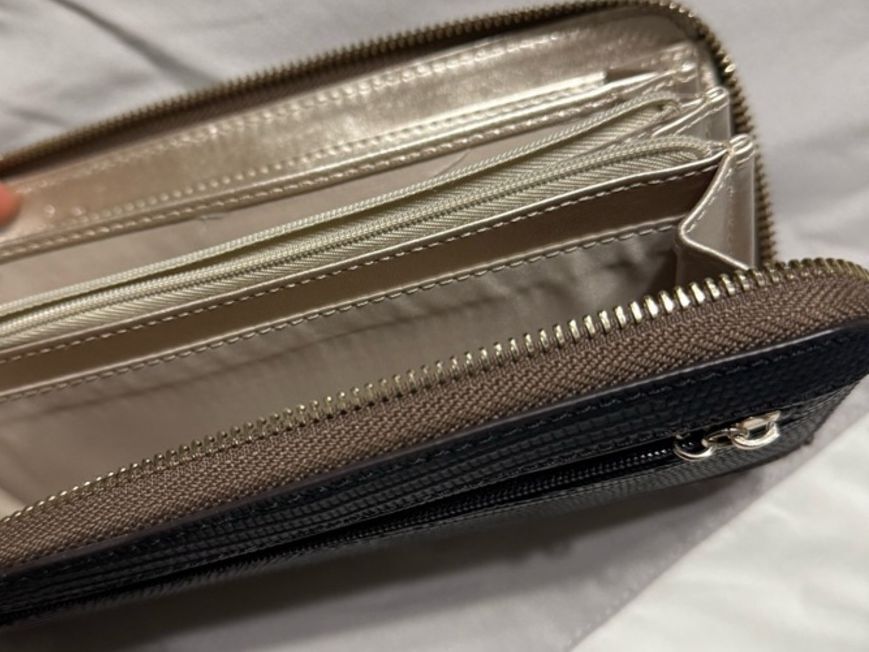 Guess Brown Textured Zip Wallet with Gold Logo